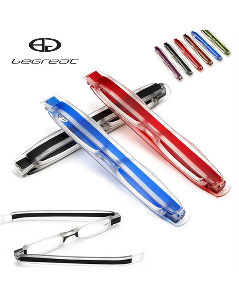 Begreat 360 Degree Rotation Folding Reading Glasses Portable Eyeglasses Mini Reading Glasses Presbyopia Hyperopia Glass front-0