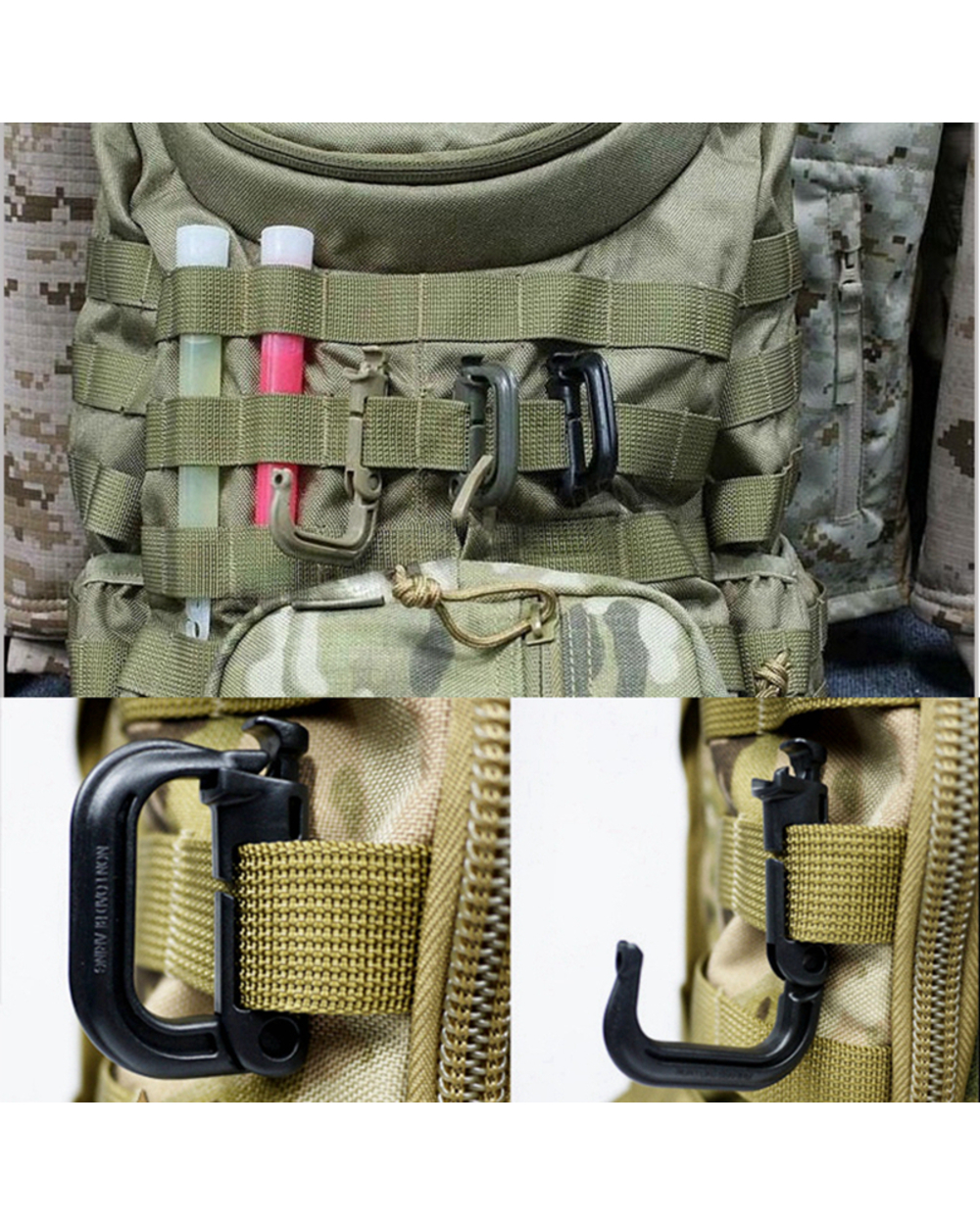 Outdoor Backpack Hook Military Tactical Nylon Safety Tool Accry Hiking Hunting Clim Survival Strap Hook Euipment front-3