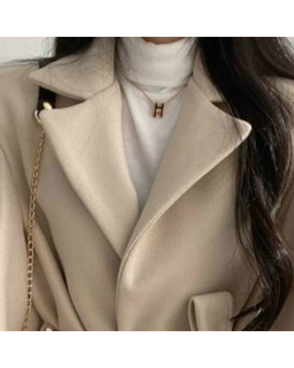 2021 Women Solid Wool Blend Fit Belt Coats Female Warm Plus Cotton Thicker V-Neck Office Lady Trendy Elegant Button Ou front-4