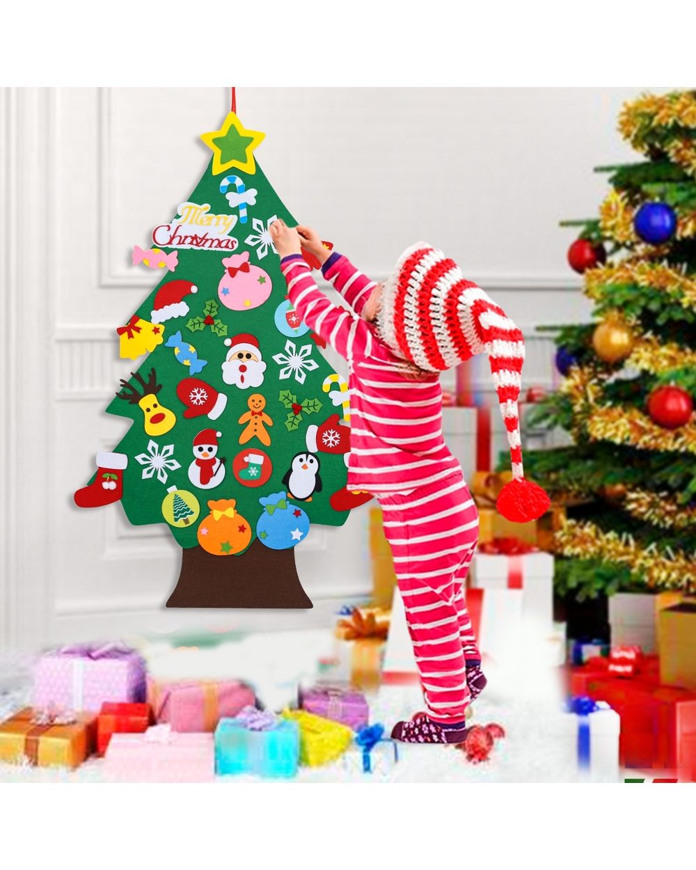 DIY Felt Christmas Tree Merry Christmas Decorations For Home front-5