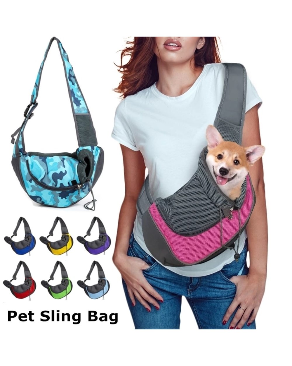 Pet Puppy Carrier S/L Outdoor Travel Dog Shoulder Bag Mesh Oxford Single Comfort Sling Handbag Tote Pouch front-0