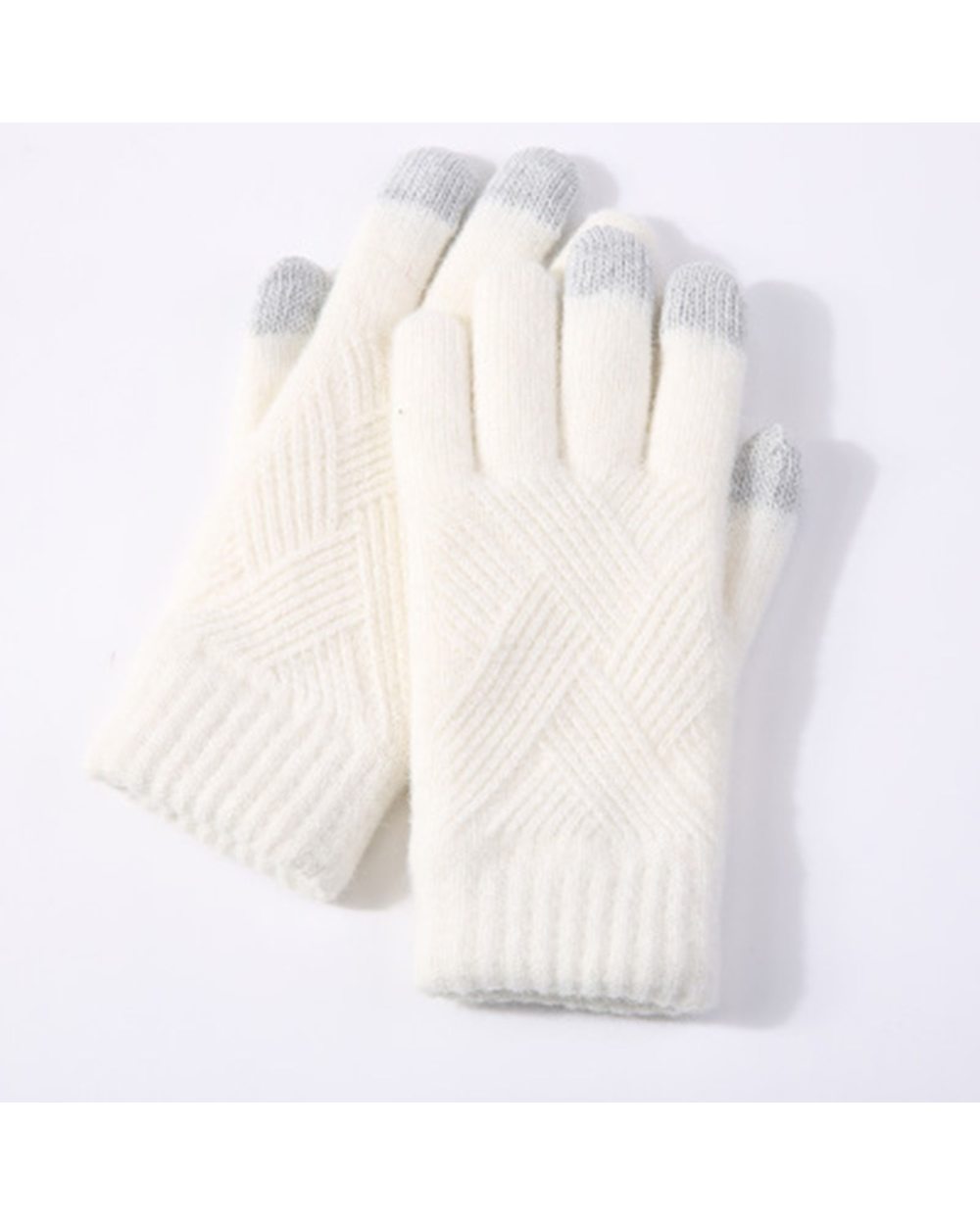 Female Winter Warm Knitted Full Finger Gloves Men Solid Woolen Touch Screen Mittens Women Thick Warm Cycling Driving Gl front-1