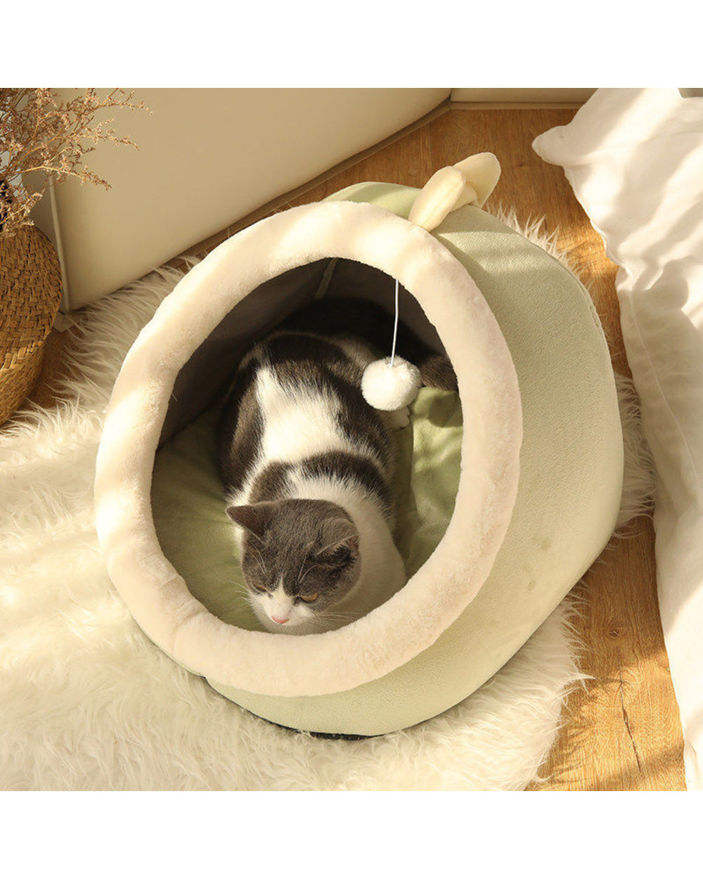Warm Cats Bed Cute Cats House Kitten Lounger Cushion for Small Pet Sleep Tent Washable Cats Sleeping Bag Soft Dogs Cave front-2