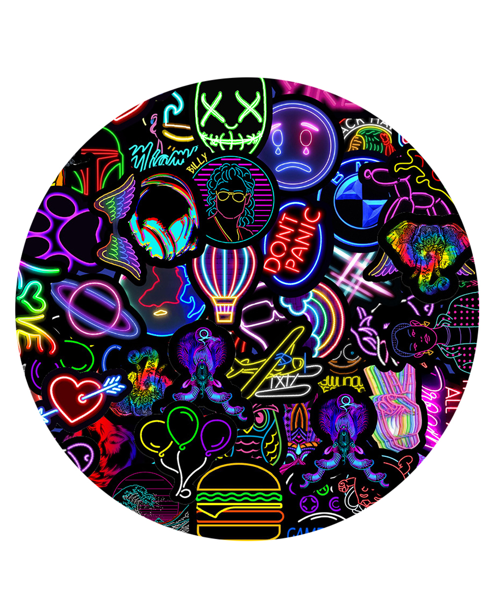 10/30/50PCS Cartoon Neon Light Graffiti Stickers Car Guitar Motorcycle Luggage Suitcase DIY Classic Toy Decal front-5