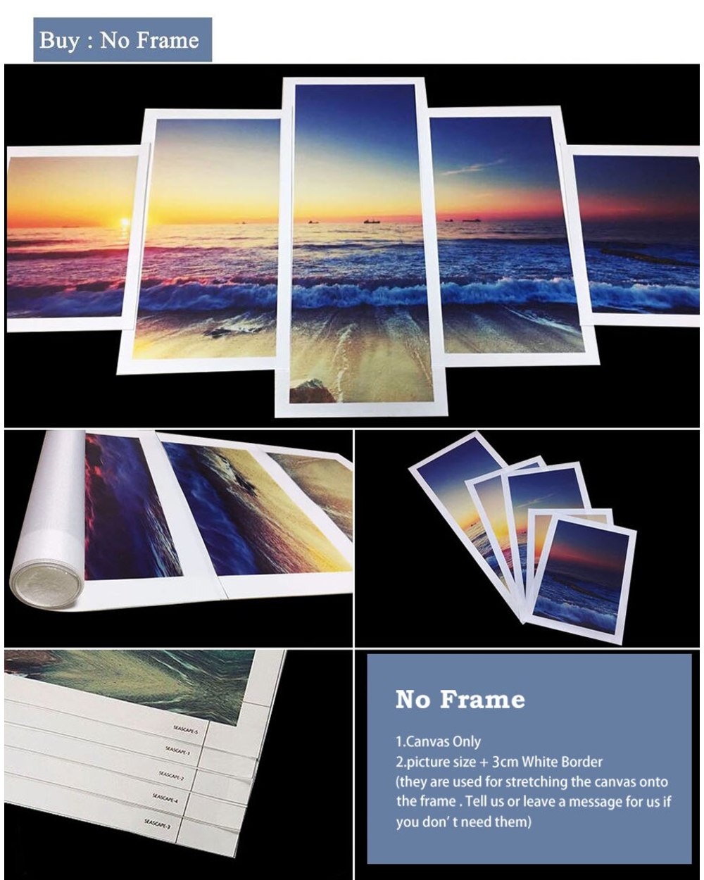 Four Season Tree Picture Print Abstract 5 Panel Canvas Art Wall Decor front-4