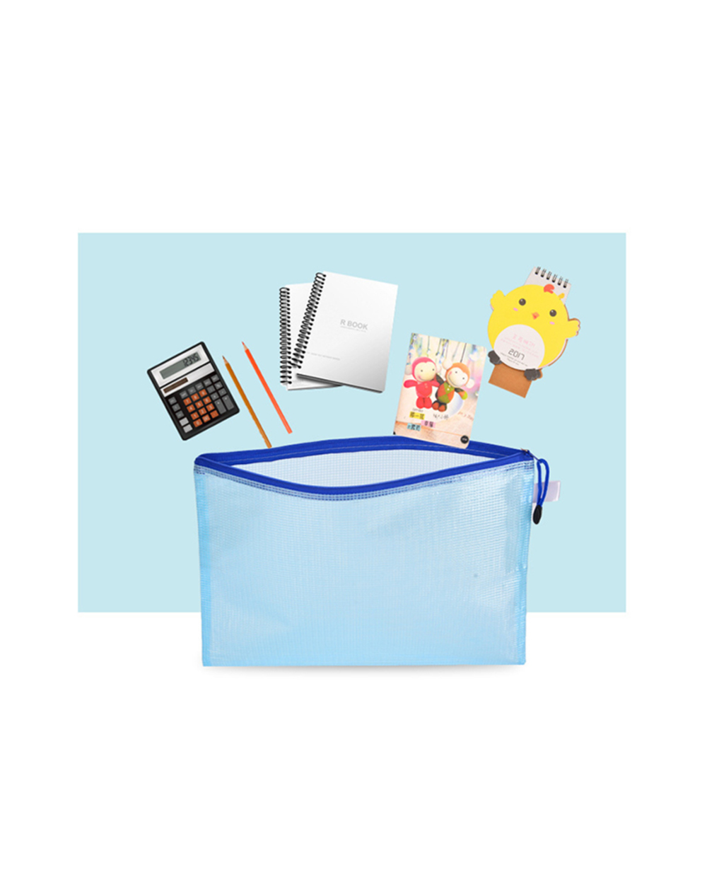 6Pcs/Set Gridding Waterproof Zip Bag A3 A4 A5 A6 Transparent Document Bag Pen Filing Products Pocket Folder Office Scho front-3