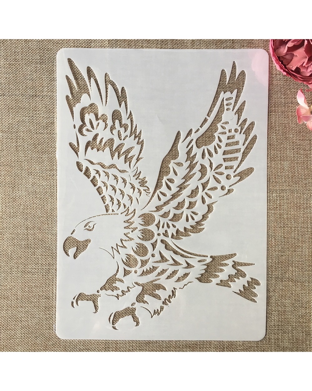 4Pcs/Set A4 29Cm Eagle Owl Bird Prey Diy Layering Stencils Painting Scrapbook Coloring Embossing Album Decorative Templ front-2