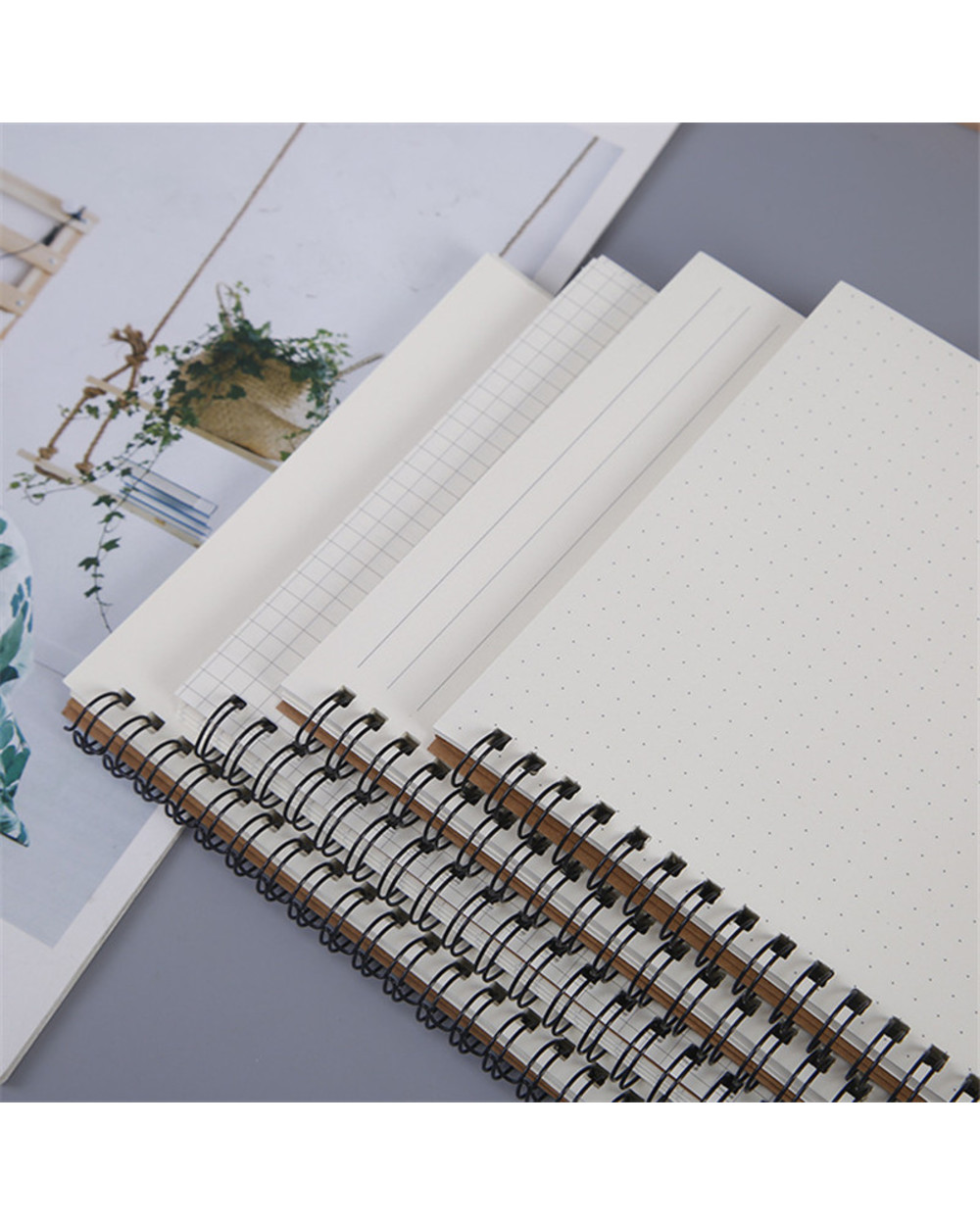 Kraft Paper A5 Spiral Notebook Office School Supplies Drawing Sketch Notebooks Blank Dotted Line Grid Page Planner Diar front-0