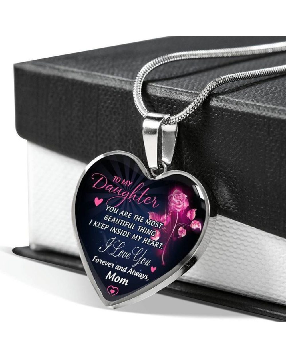 To My Daughter Love Mom Heart Necklace Gold Silver Color Inspirational Letter Pendant Necklaces Choker Jewelry Gift front-4