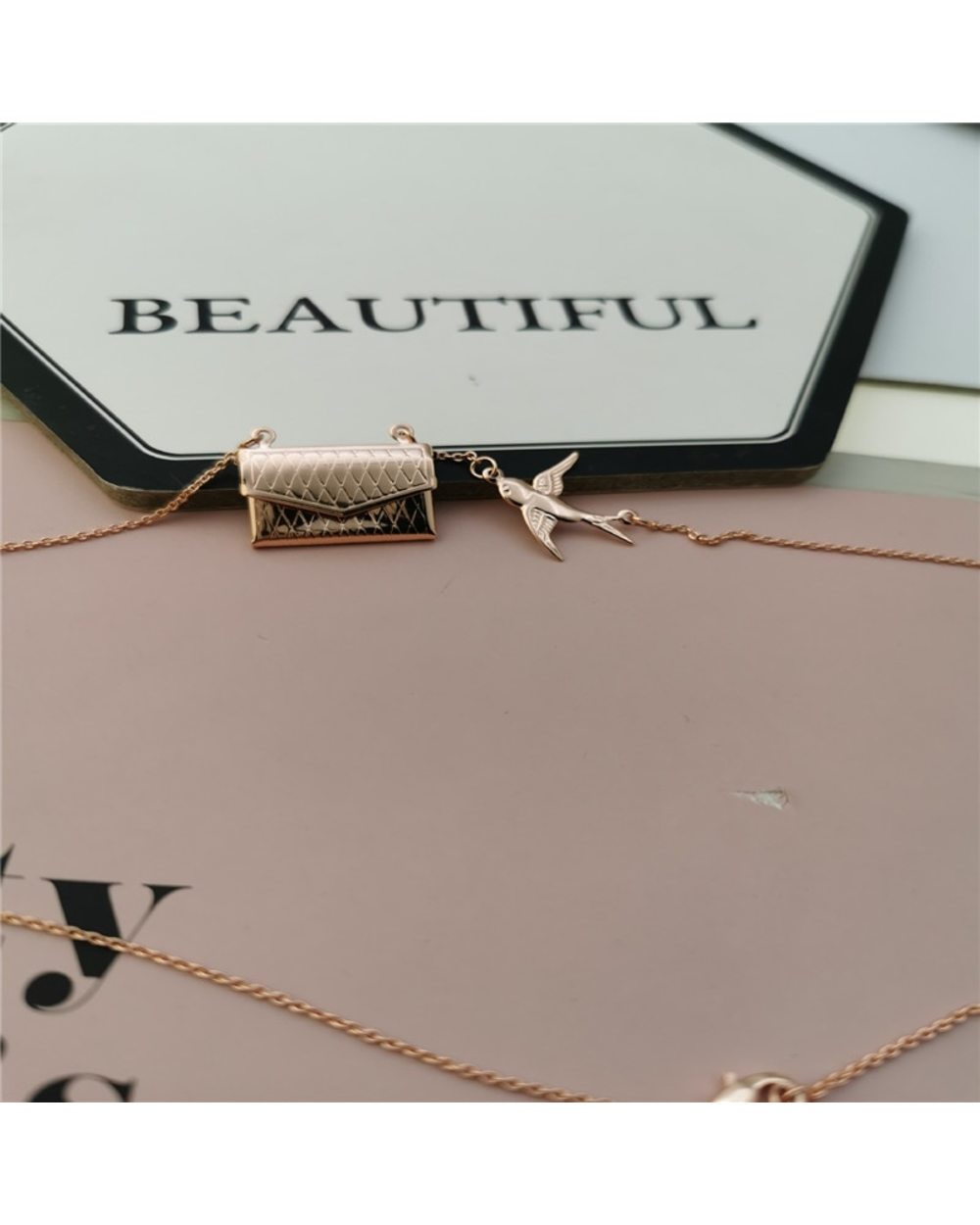 DIY Personalized Custom Photo Engraved Handbag Necklace front-3