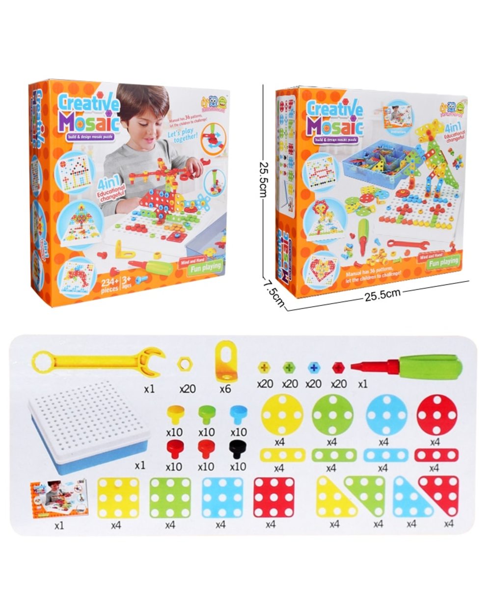 Mosaic Puzzle Toys For Children Building Bricks Toys Kids DIY Electric Drill Set Boys Educational Toy front-4