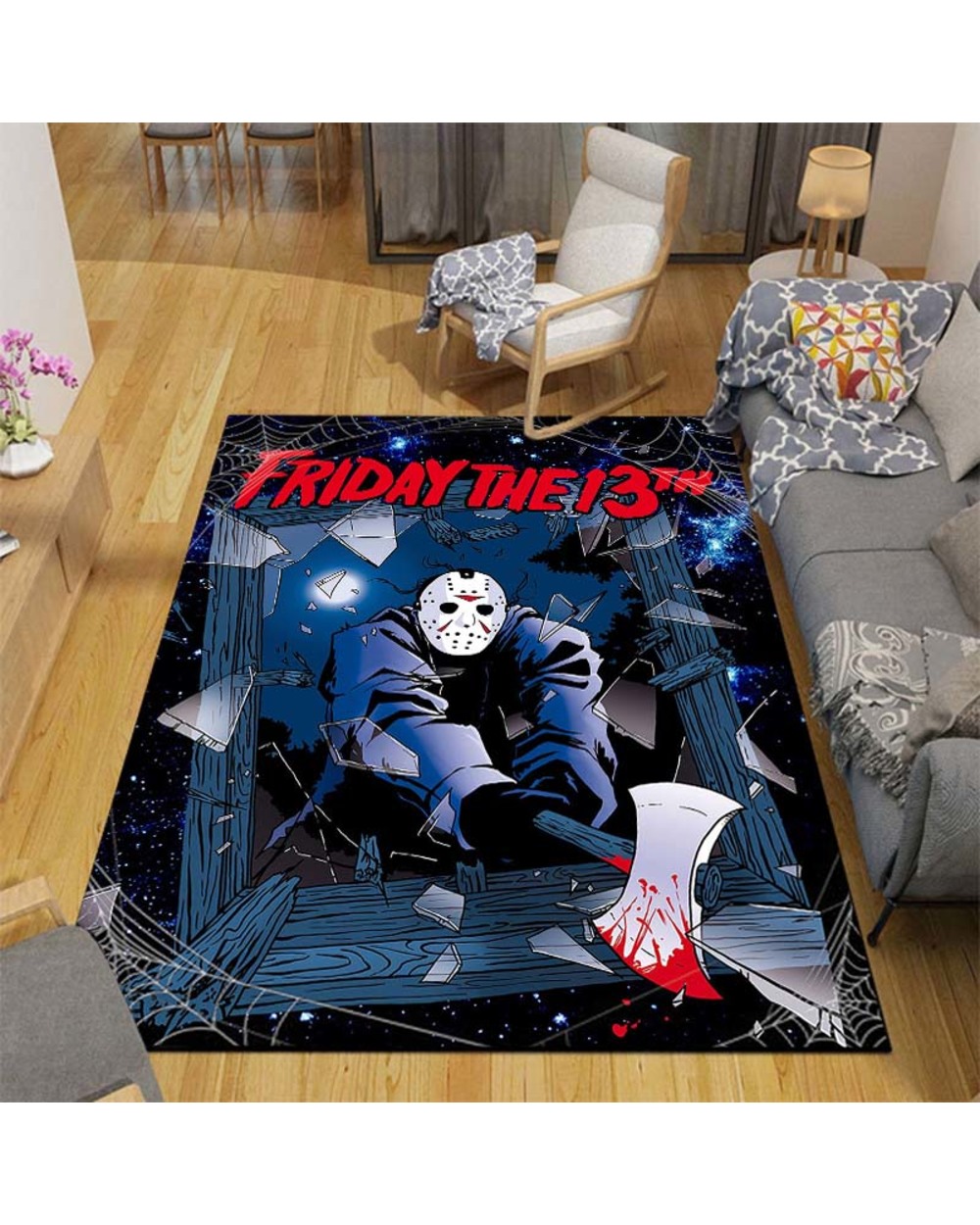 Halloween Horror Movies Character Huanted House Area Rug Livingroom Decor Floor Mat Carpet Rugs for Living Room front-2
