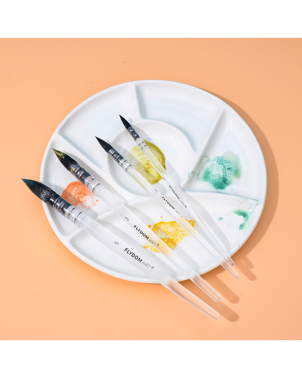 Watercolor Palette Ceramic Oil Paint Palette Round Plum Shape White Porcelain For Gouache Acrylic Mixed Color Tray Art front-2