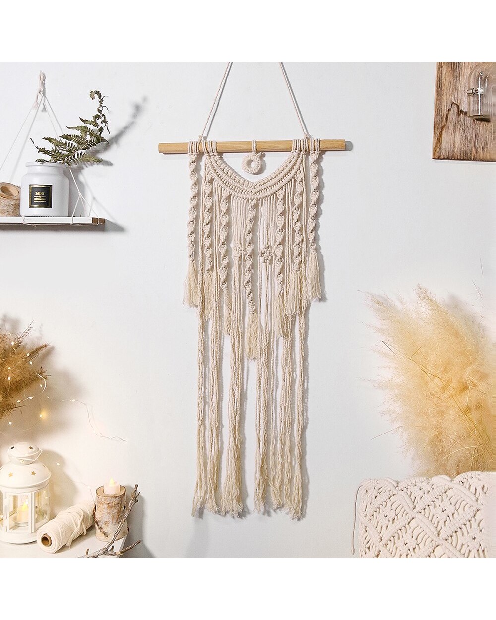 Large macrame tapestry macrame wall hanging farmhouse decor makramee room decoration tapestry wall VG06 front-3