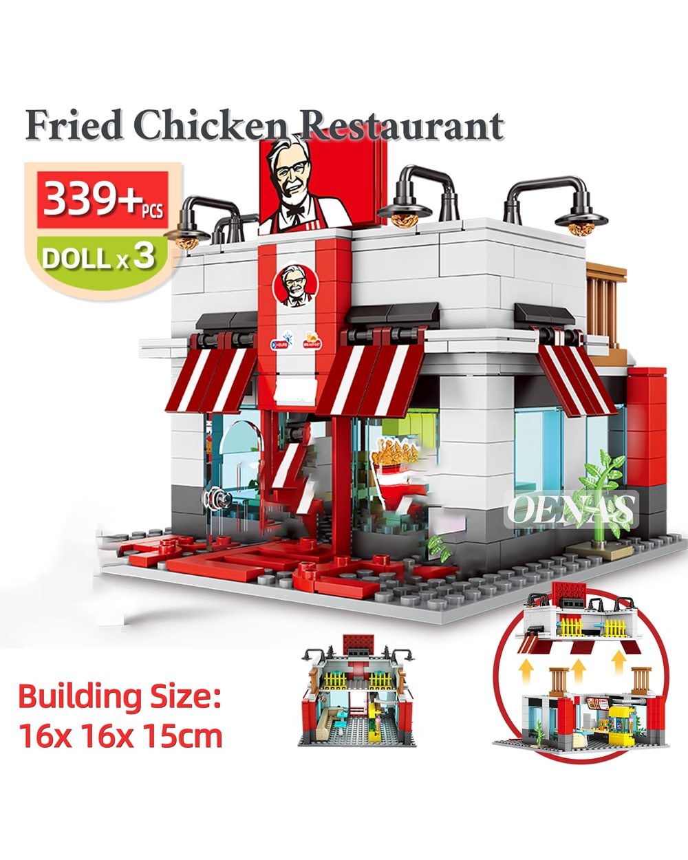 City Street View Coffee Ice Cream Burger Shop MC Fast Food Store House Model Building Block Educationanl Toy Birthday front-5
