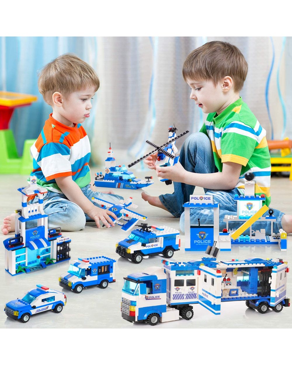 City Police Car Building Blocks Compatible SWAT Cop Car Truck Helicopter Bricks Friends STEM Toys for Children Boys front-4