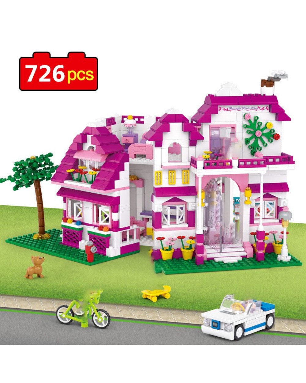 896pcs City Girl Friends Big Garden Villa Model Building Blocks Brick Yacht Playmobil Bricks High Tech Toys For Children front-5