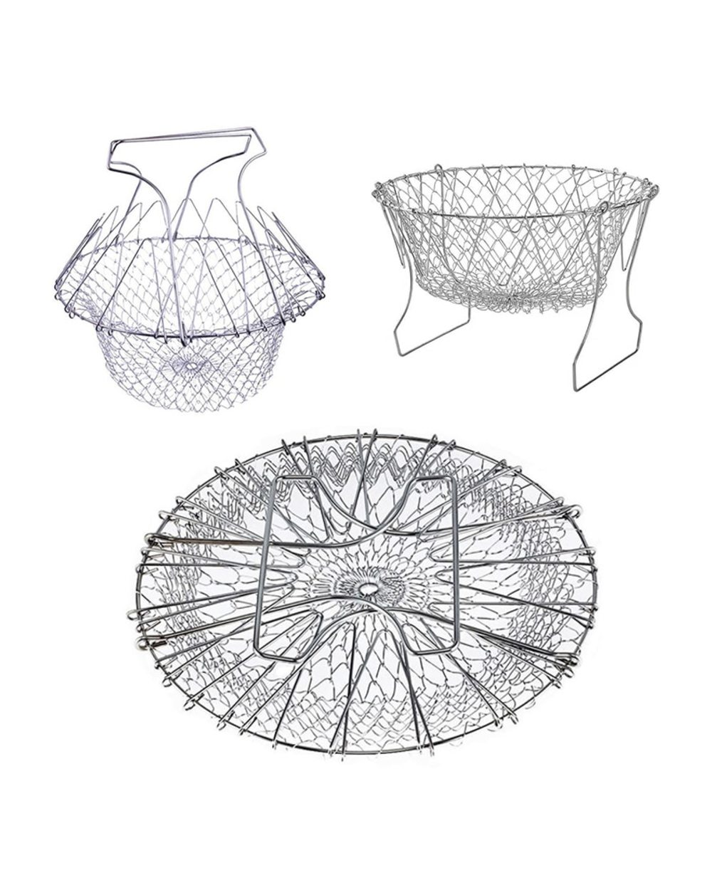 1pcs Foldable Steam Rinse Strain French Fry Chef Basket Magic Basket front-1