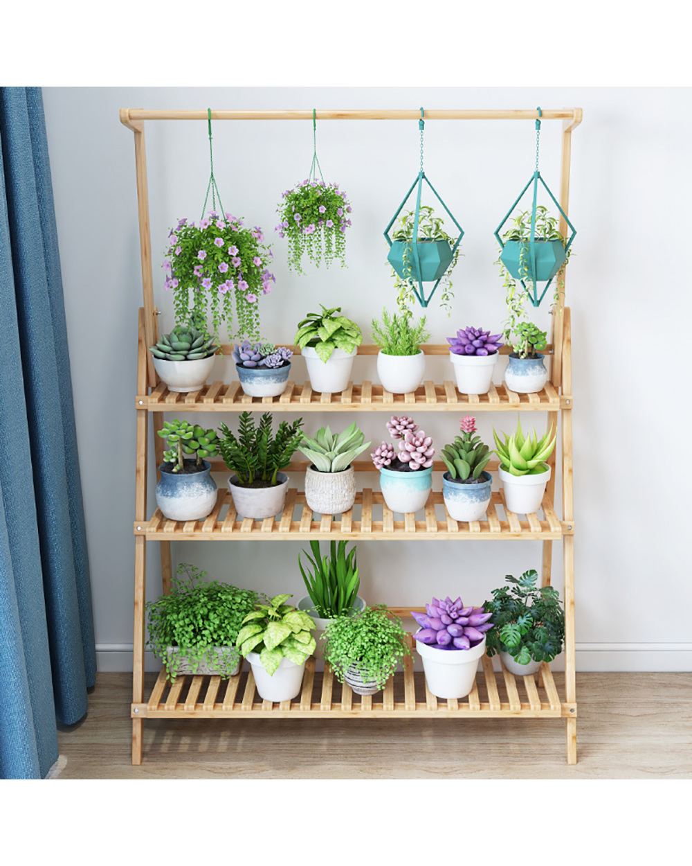 3-Tier Hanging Plant Stand Storage Shelf Folding Flower Pot Organizer front-2