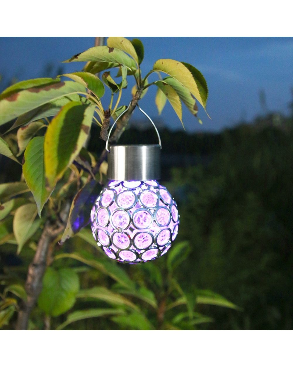 LED Solar Hanging Light(Solar Powered) Waterproof Hollow Out Ball Lamp front-0