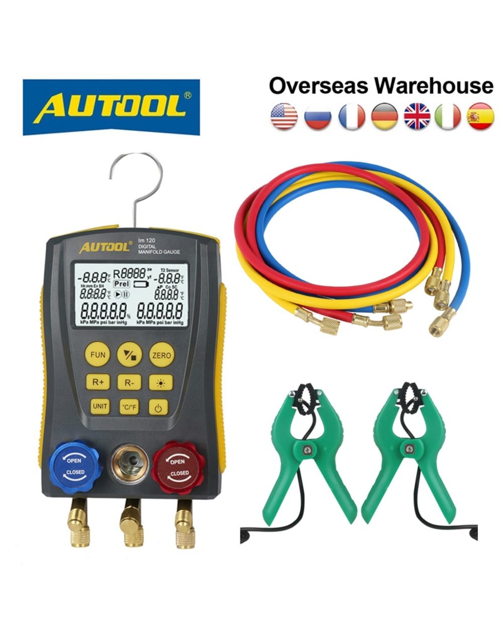 Autool Air Conditioner Refrigerant Leak Manifold Kit Hvac Vacuum