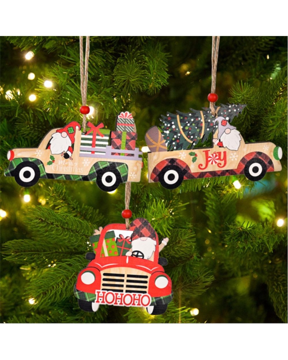 Wooden Christmas Ornaments Wooden Christmas Car Ornaments 2022 Navidad Christmas Tree Pendant natale New Year Decor front-1