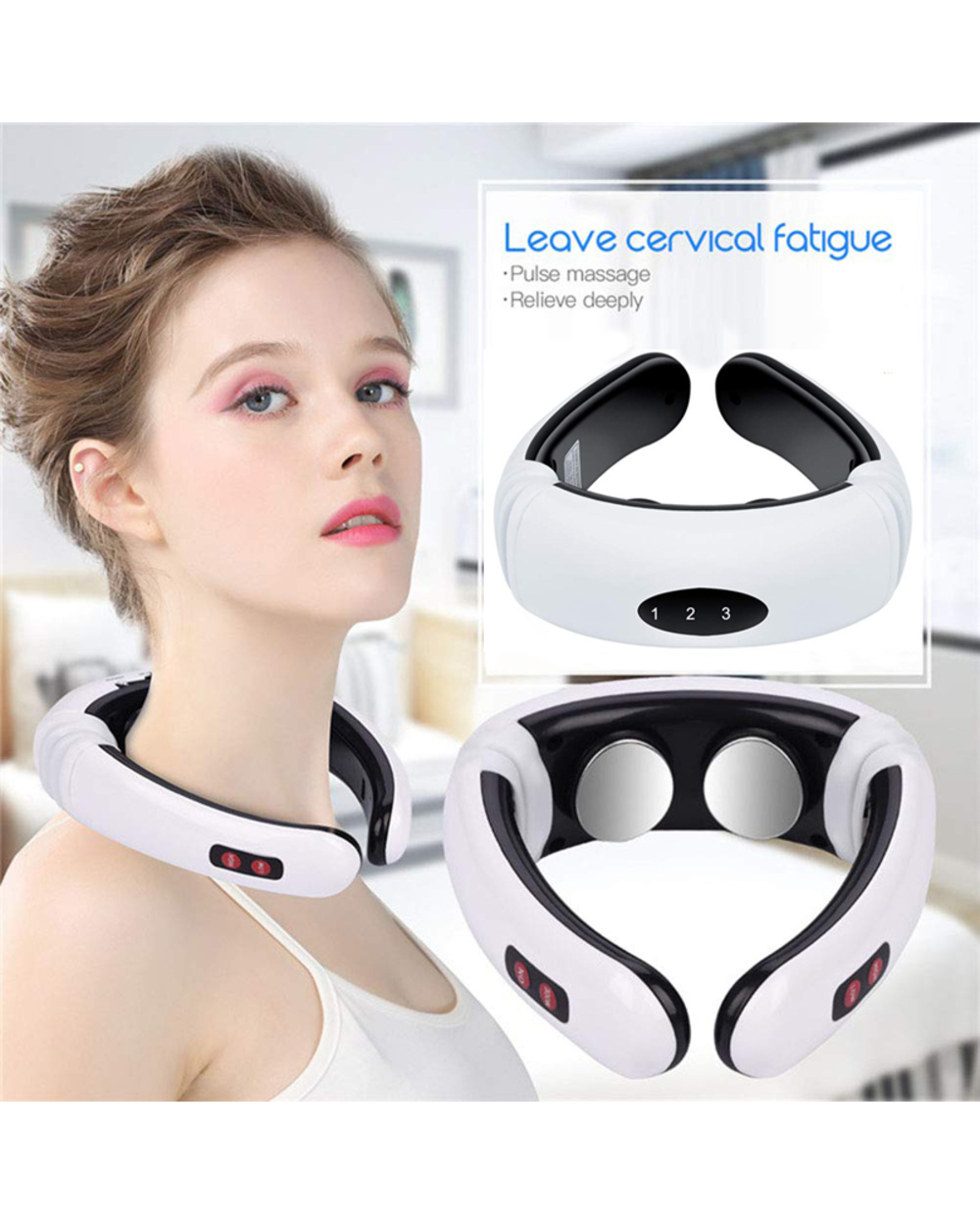 Electric Neck Massager Pulse Back 6 Modes Power Control Far Infrared Pain Relief Tool Health Care Relaxation front-0