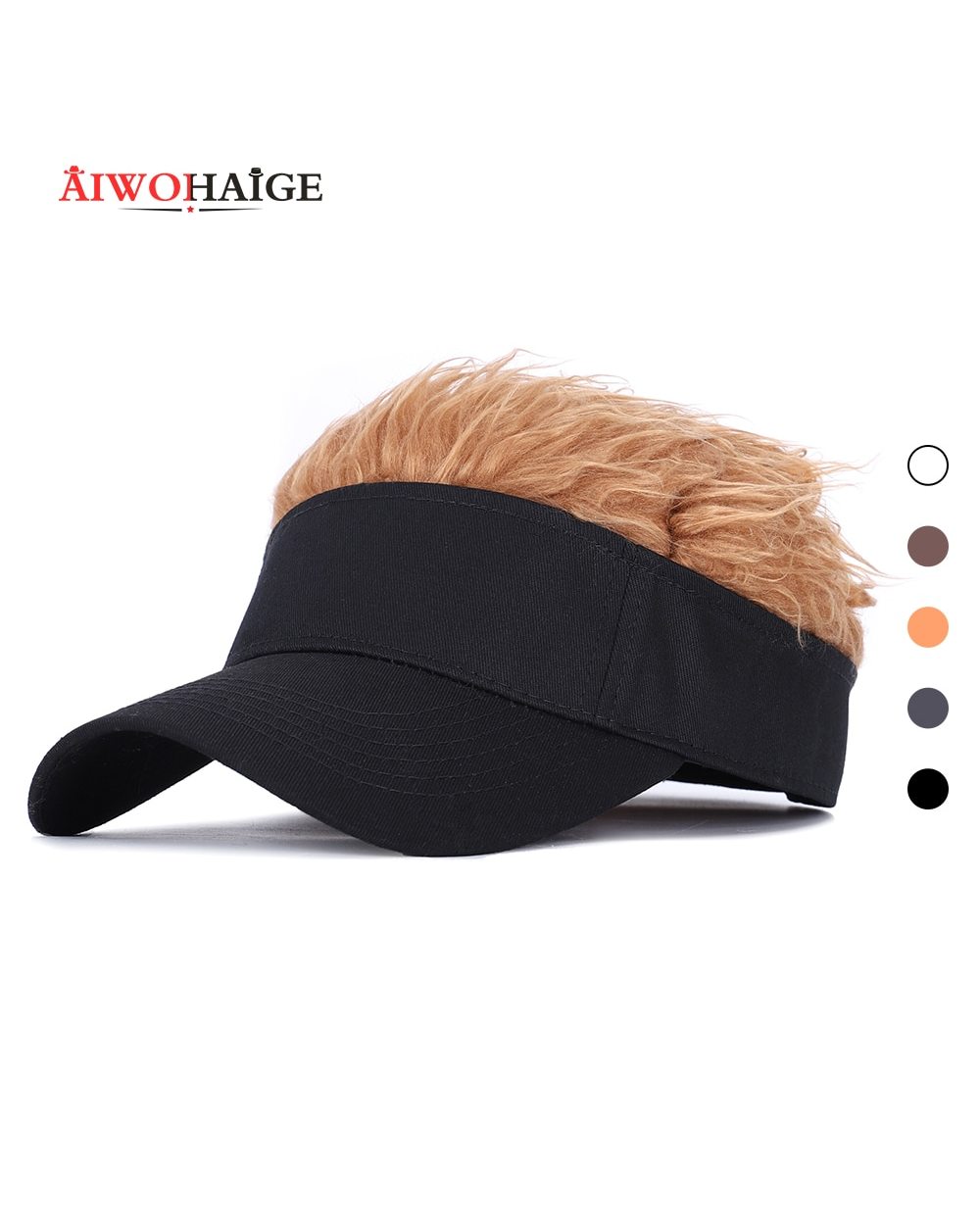 Men Women Casual Concise Sunshade Adjustable Sun Visor Baseball Cap With Spiked Hairs Wig Baseball Hat With Spiked Fake front-0