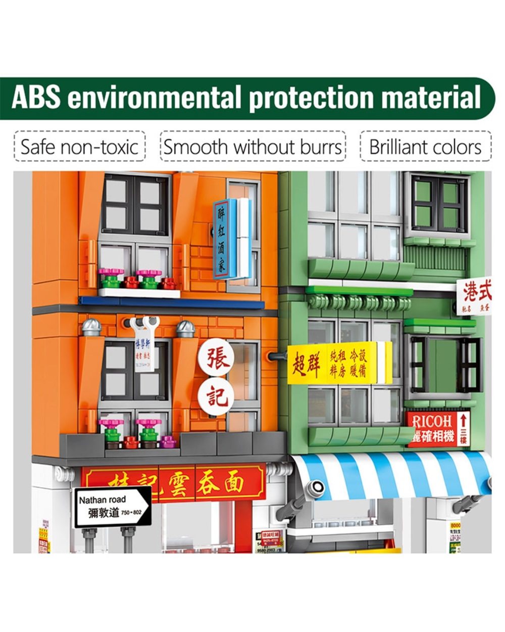 City Street View Hong Kong Style Shop Figures Bricks LED House Architecture Building Blocks DIY Toys For Children front-2