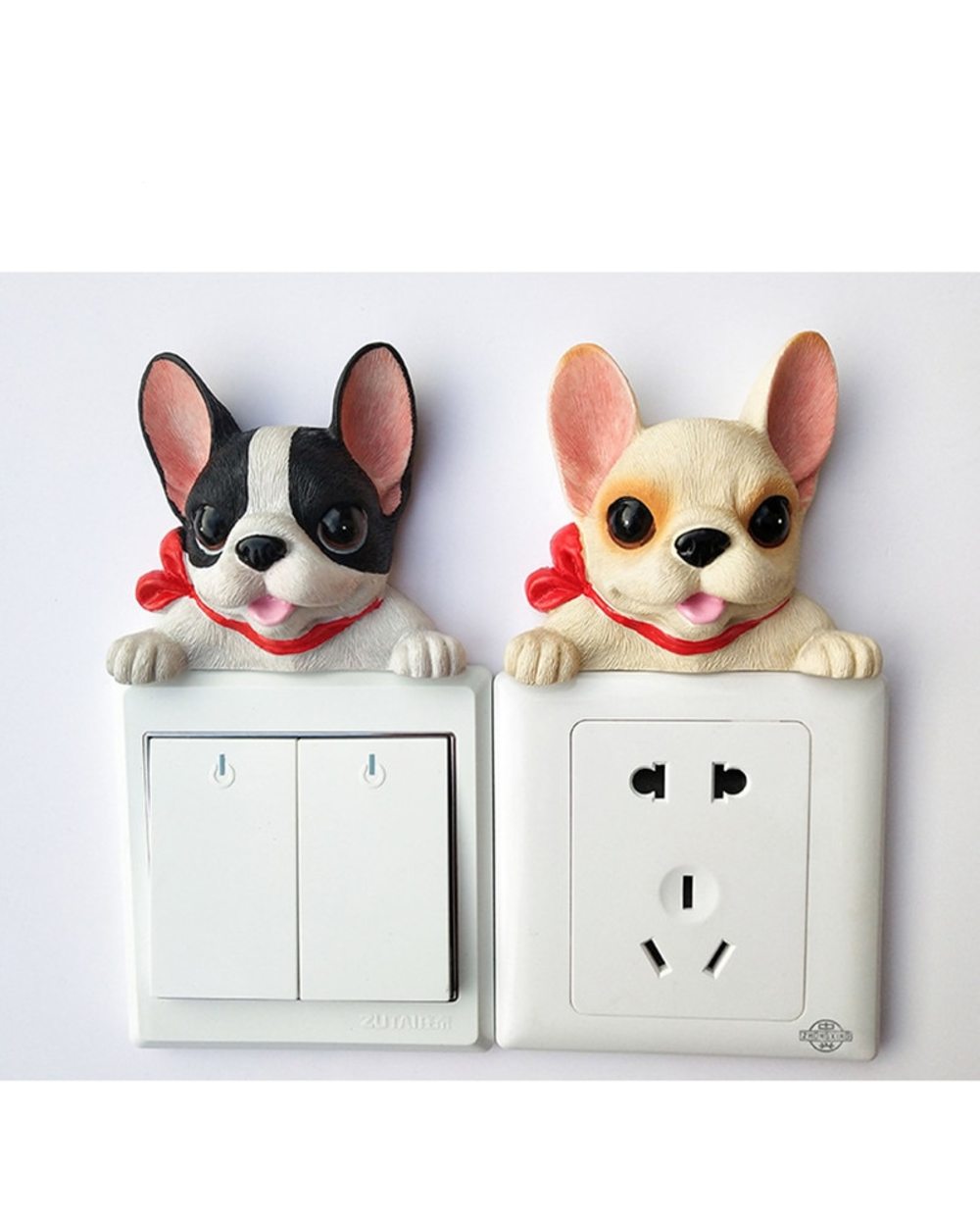 French Bulldog Resin Switch 3D Wall Sticker Accessories Socket Decoration Ornament front-5