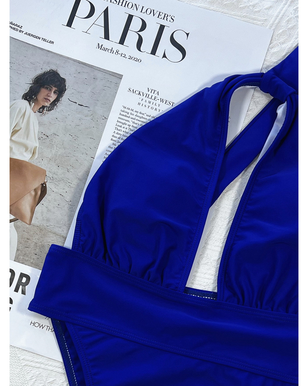 Meikedainicey One Shoulder Swimsuit 2022 New Cut Out Solid Bodysuit Beachwear Royal Blue Woman Swim Wear Sexy Bathing S front-3