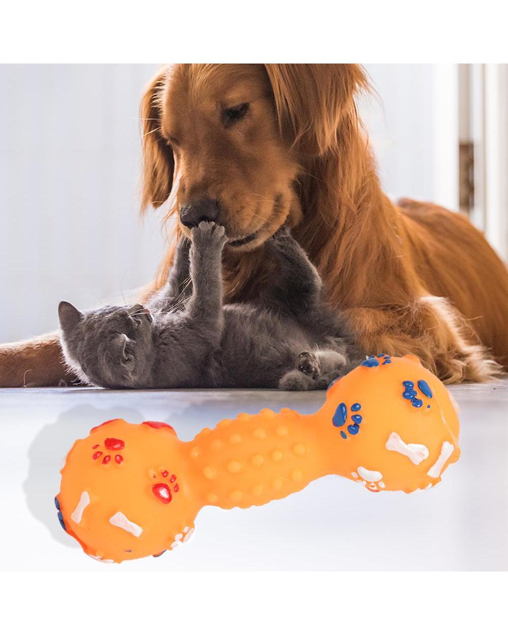 Dotted Dumbbell Shaped Pet Toys Squeeze Squeaky Faux Bone Bite Resistant Pet Dog Toys For Small Large Dogs Pets Supplies front-1