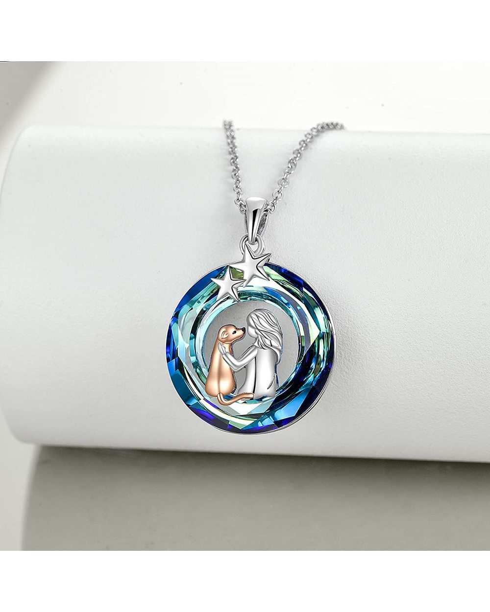 Dachshund Dog Necklace for women Dog and Girl Pendant Gifts for Dog Lover Dog Memorial Jewelry front-3