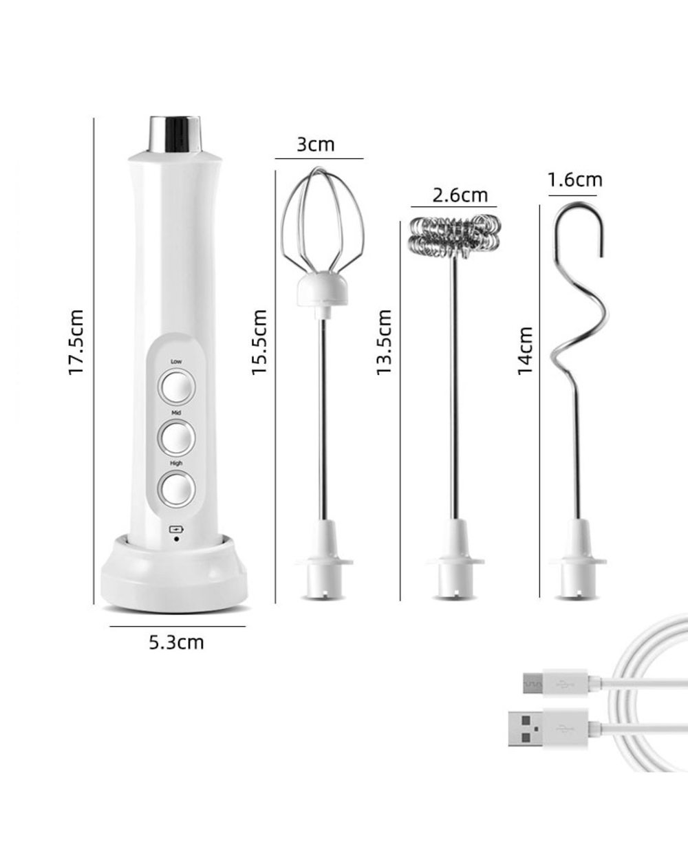 Portable Rechargeable Electric Milk Frother Foam Maker Wireless Handheld Foamer High Speeds Drink Mixer Coffee Frothing front-4