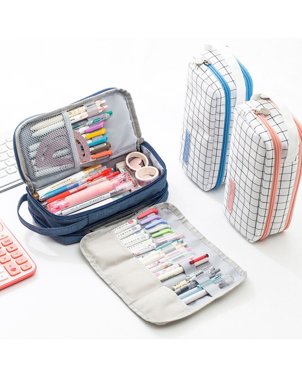 Large Capacity Pencil Case New Canvas Big Pencilcase School Pen Case Supplies Pencil Bag School Box Pencil Pouch Statio front-1