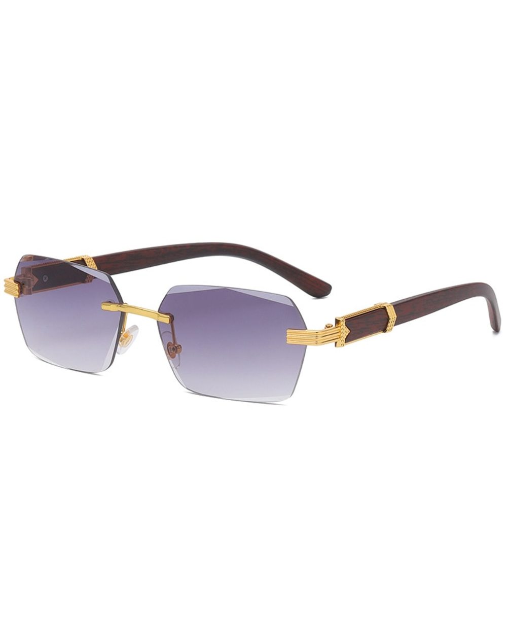 Luxury Rimless Square Sunglasses Man Brand Designer Frameless Gradient Sun Glasses Woman Fashion Vintage Wooden Oculos front-3