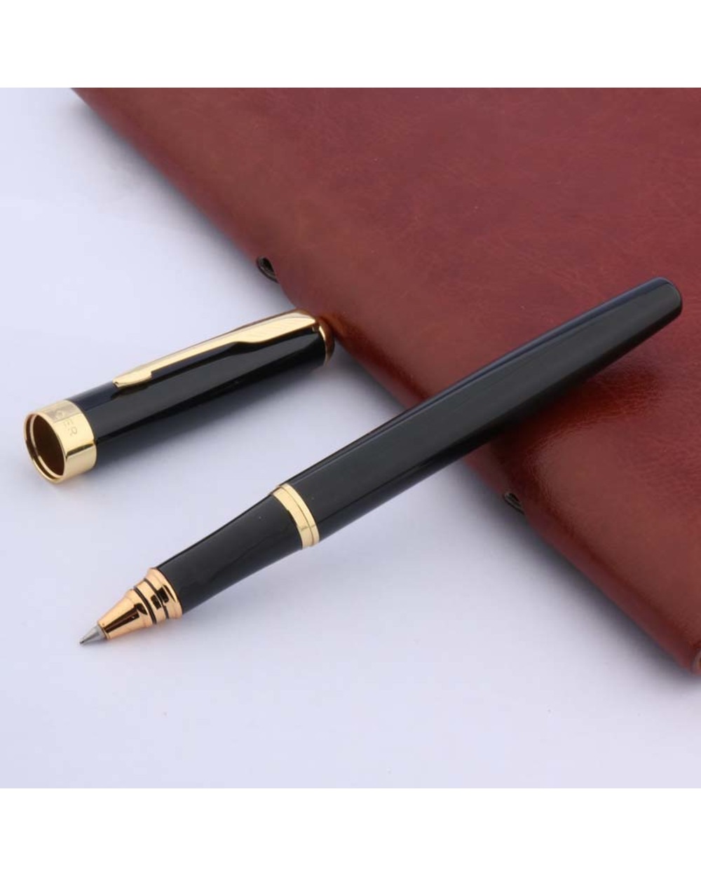 Luxury 388 Black Rollerball Pen Ripple Golden Trim Gift Arrow Clip Signature Pen Business Office School Supplies Writing front-3