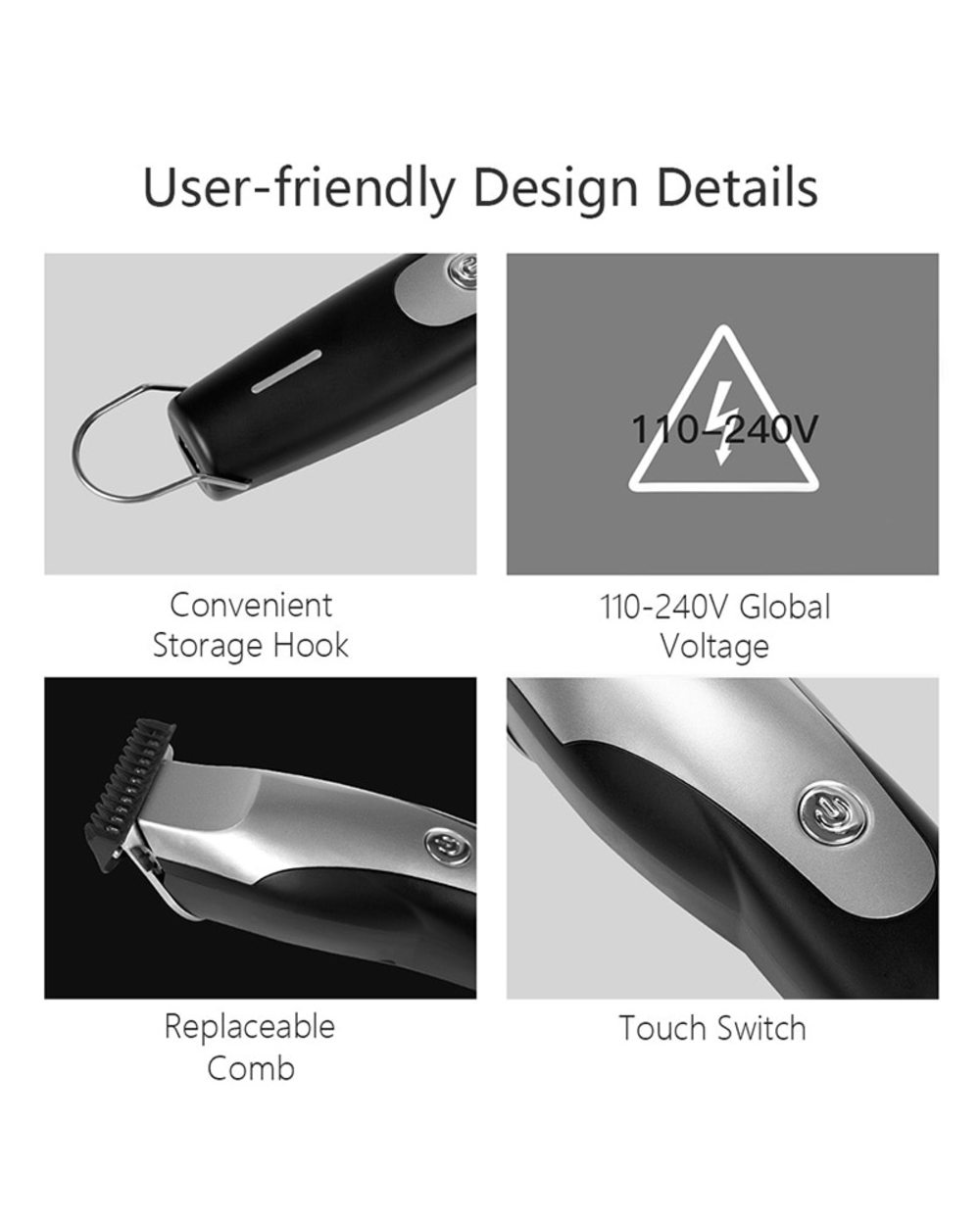 Enchen Hummingbird Usb Electric Hair Clippers Men Rechargeable Cordless Close Cutting T-Blade Hair Trimmer With 3 Combs front-5