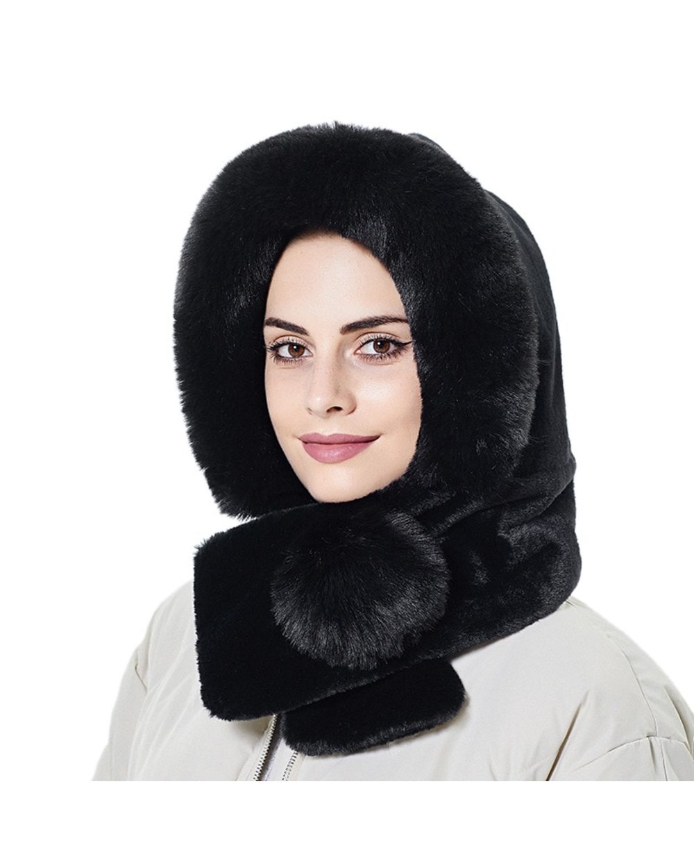 Winter Warm Fur Hat With Earflaps Women Thicken Cap Hooded Lady Outdoor Windproof Soft Fluffy Beanies For Women Russian front-0