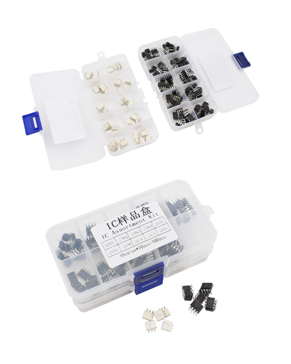 50Pcs 100Pcs Integrated Circuit Diy Electronic Kit Adopts Dip Ic Ne555 Uc3842 24C08 And Optocoupler 4N25 4N35 Moc3021 M front-3