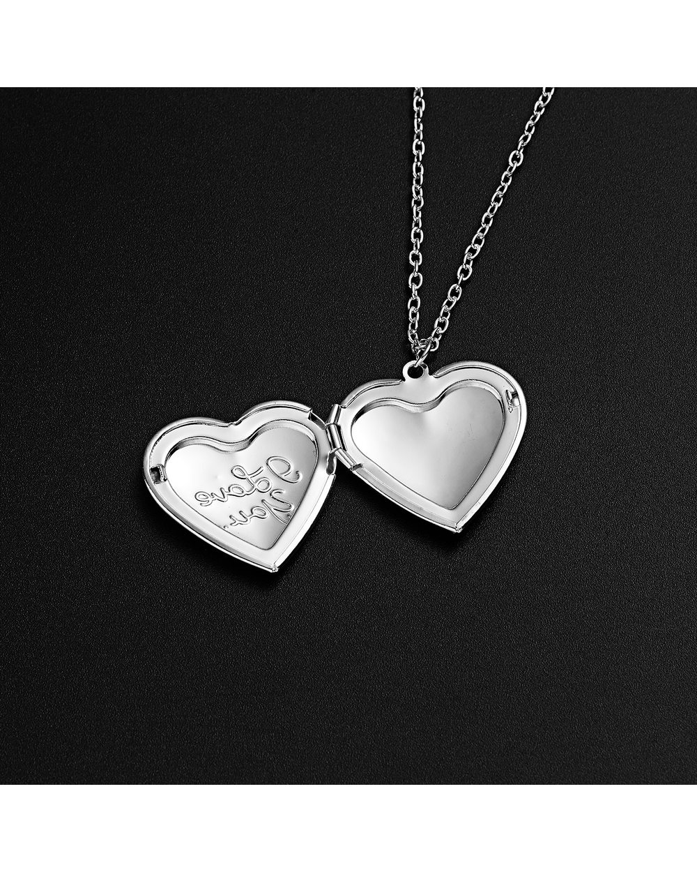 Unique Carved Design Heart-shaped Pendant Charm Openable Locket Necklaces Couple Memorial Jewelry front-3