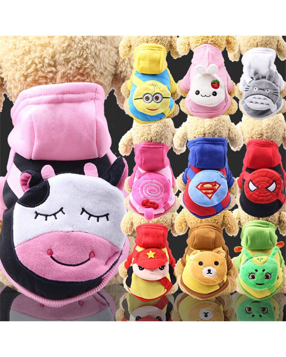Autumn Winter Pet Coat Dog Clothes Cute Coin Bag Cartoon Dog Hoodies Cat Clothes Fleece Coat Pet Supplies Christmas front-4