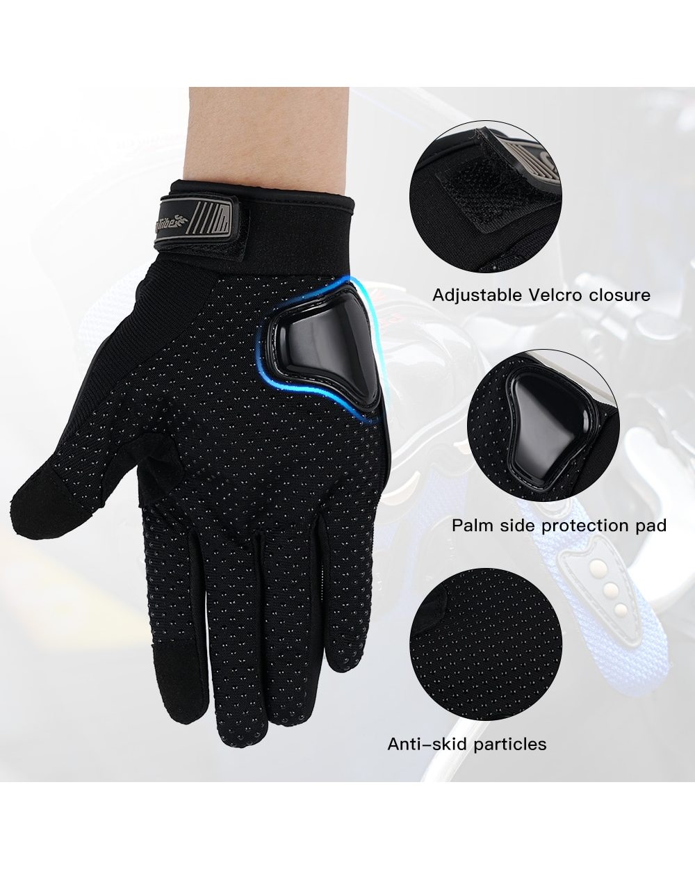 Motorcycle Glove Moto PVC Touch Screen Breathable Powered Motorbike Racing Riding Protective Gloves Summer front-2