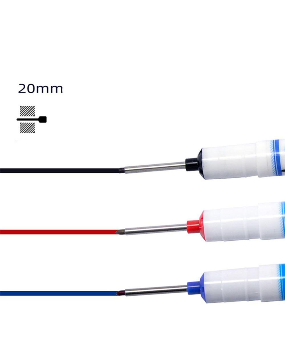 3Pcs/Set Long Heading Markers Pen Red/Black/Blue Ink For Bathroom Woodworking Decoration Multi-Purpose Deep Hole Marker front-4