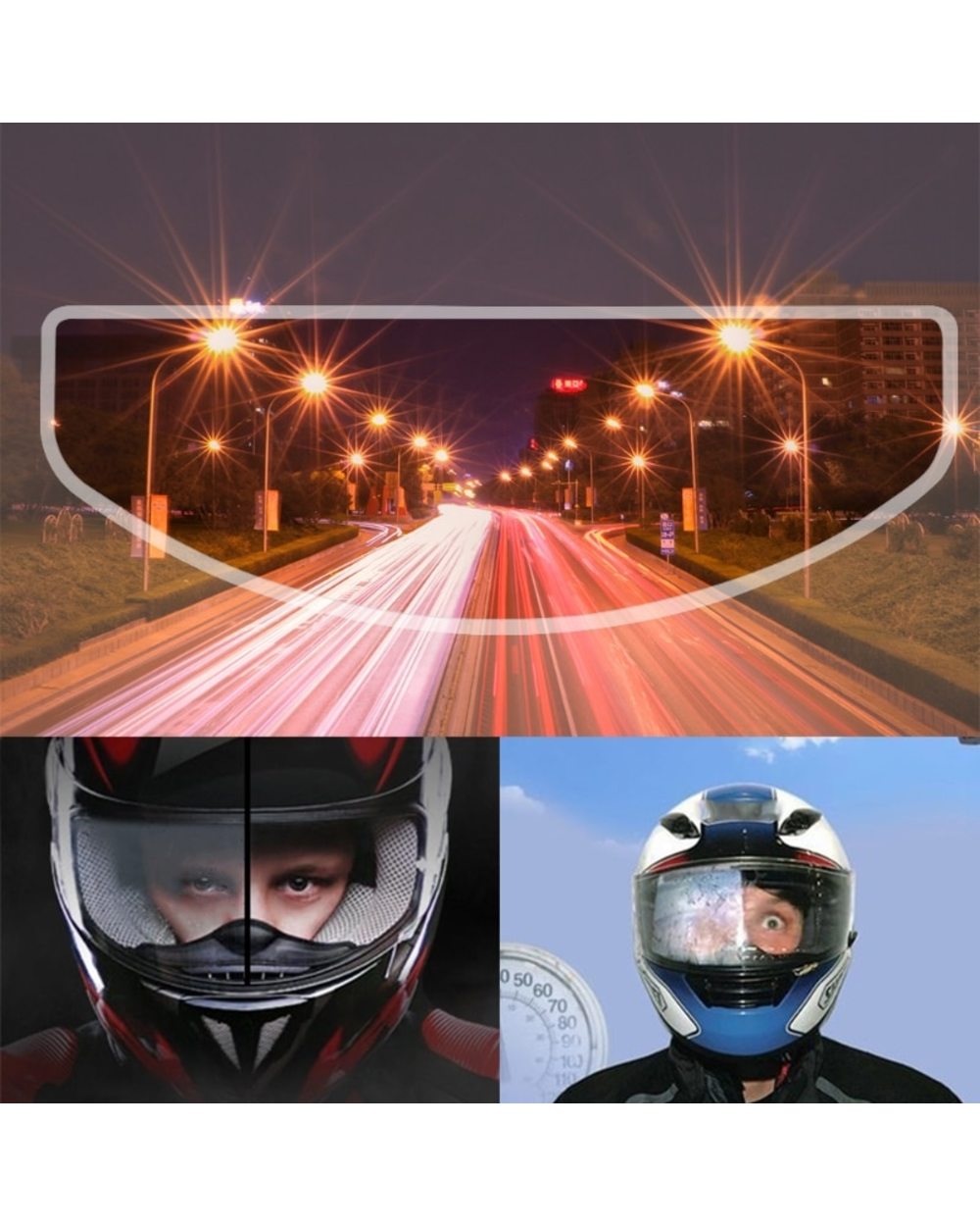 Universal Motorcycle Helmet Optional Clear Rainproof Film Anti Rain Clear Anti-Fog Patch Screen front-0