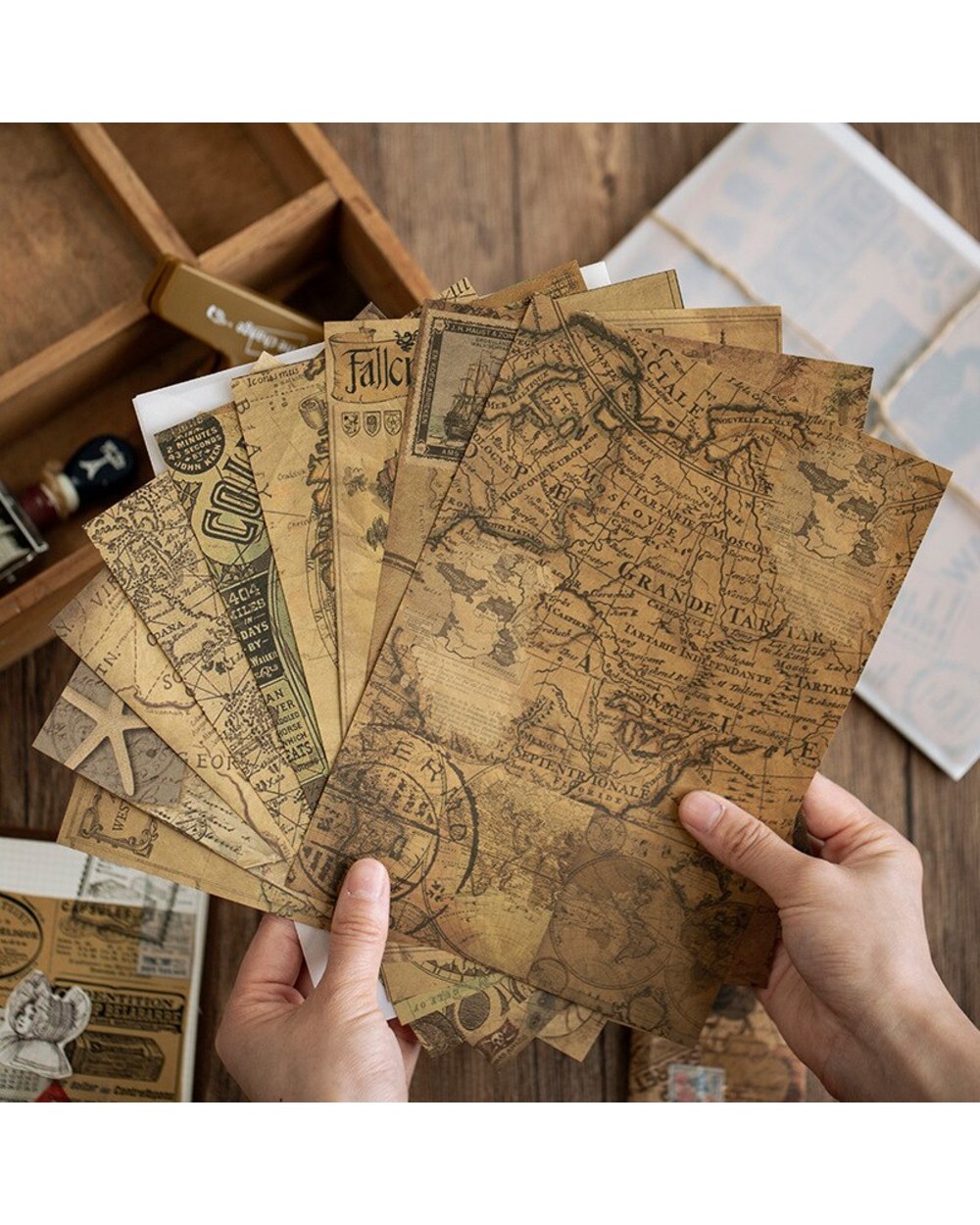 10 Sheets Retroism Series Kraft Paper Material DIY Scrapbooking Decoration Background front-0