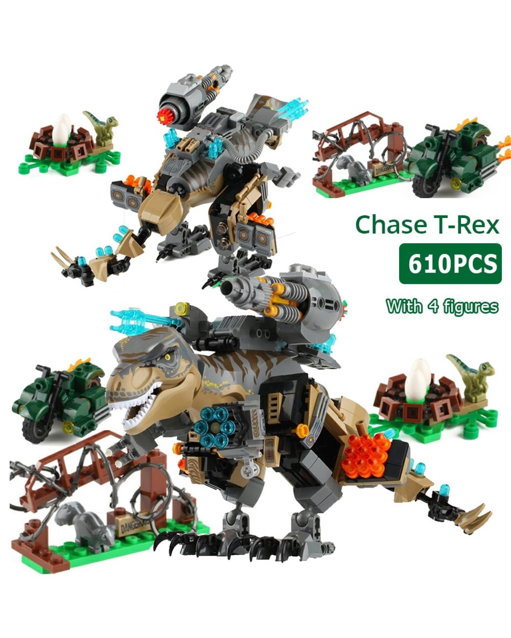 Jurassic Reload Tyrannosaurus Rex Building Blocks Dinosaur World with Figures Animal Park Bricks Toys For Children Gift front-1