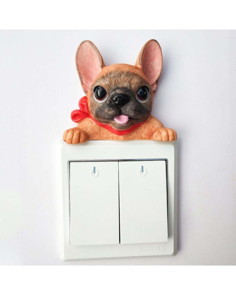 French Bulldog Resin Switch 3D Wall Sticker Accessories Socket Decoration Ornament front-3