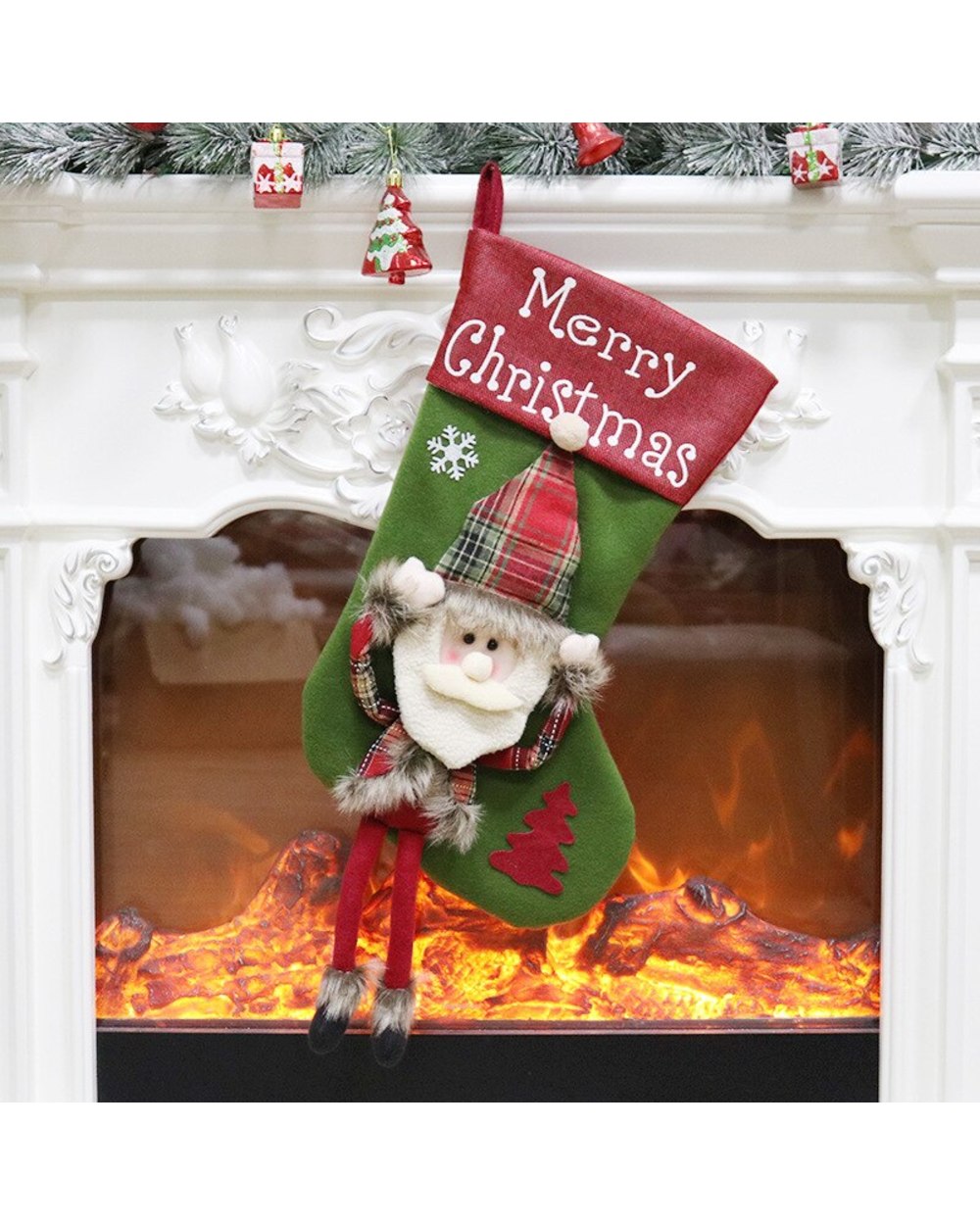2022 New Fashion Santa Elk Fabric Gift Socks Christmas Lovely Gifts Bag For Children Fireplace Tree Christmas Decoration front-5