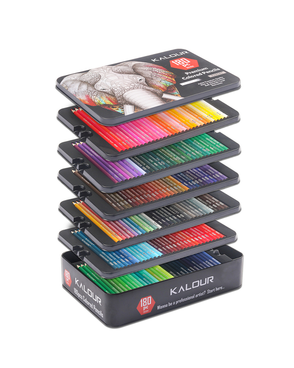 Colored Pencils With Metal Box 180 Unique Coloured Pencils And Pre Sharpened Crayons For Coloring Book-Ideal Christmas front-4